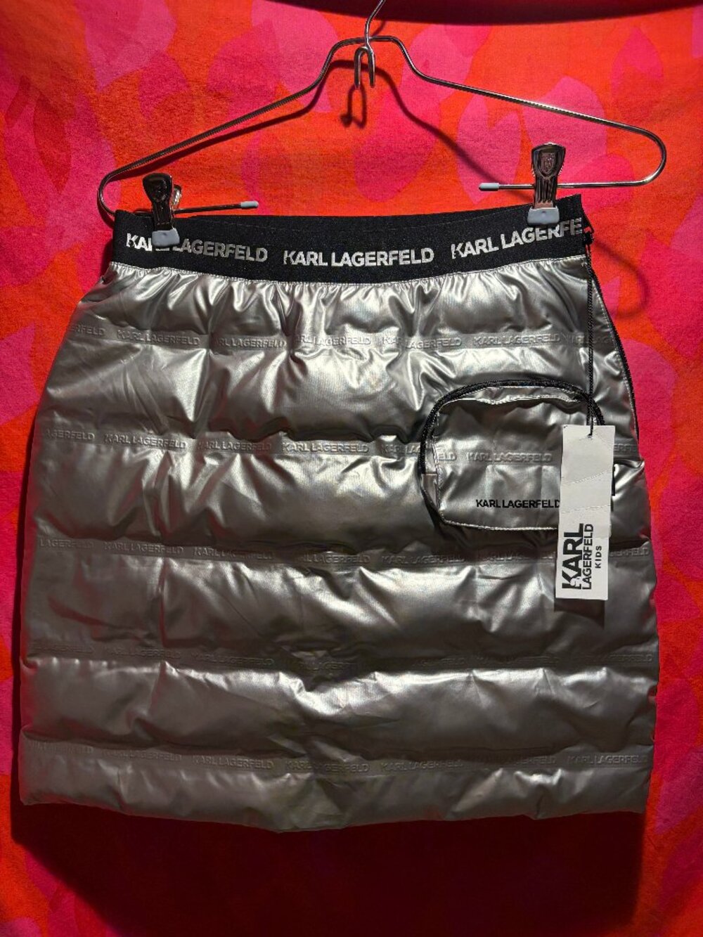 Karl Lagerfeld Kids Size 16 Silver Puffer Skirt - NWT
